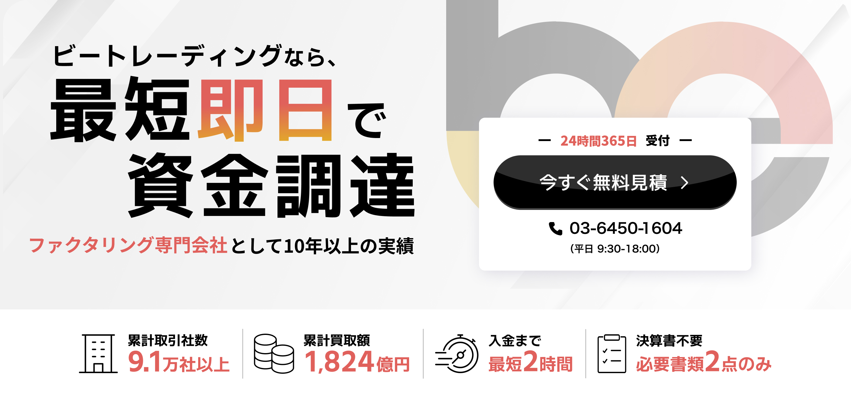 ビートレーディングなら、最短即日で資金調達
